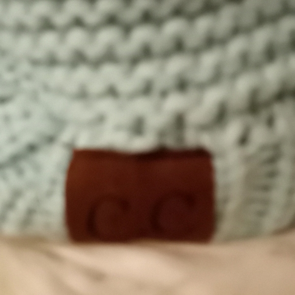 Rimmed Aqua Knitted Hat with Faux Fur Pompom… - Picture 3 of 16